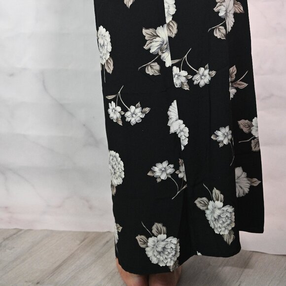 Black Floral Long Flowy Skirt - Size Small - Picture 4 of 7